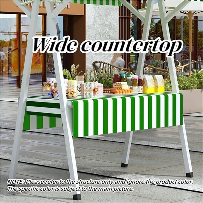 Foldable Food Cart for Business, Lightweight Farmers Market Stalls with Awning, Vendor's Stall Kiosk for Sale Hot Dog, Ice Cream, Food(Dark-Red,59.1in)