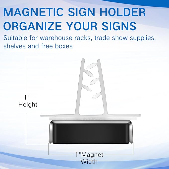 Thyle 12 Pack Magnetic Sign Holder Grip Holder, Powerful Magnet, 3" Length, 1" Width, 1" Total Height for Retail Wall Display Store Vendor Event Warehouse and Shop Supplies, Clear