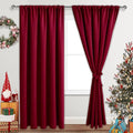JIUZHEN Christmas Blackout Curtains for Bedroom - Thermal Insulated Room Darkening Noise Reducing, 60 x 84 Inch Length Curtains for Living Room, Set of 2 Panels with Tiebacks, Red