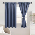JIUZHEN Dusty Blue Blackout Curtains for Bedroom - Thermal Insulated Room Darkening Noise Reducing, 52 x 45 Inch Length Curtains for Living Room, Set of 2 Panels with Tiebacks, Dusty Blue