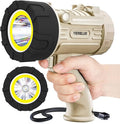 YIERBLUE Rechargeable Spotlight Floodlight Combo 120,000 High Lumen LED, IP67 Waterproof Spot Light COB Flood Light, Impact Resistant Handheld Spotlight with Foldable Stand and Detachable Red Lens