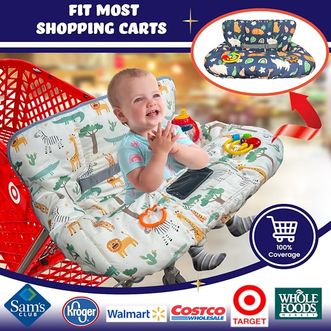 Shopping Cart Cover for Baby Grocery Cart Cover for Baby boy and Baby Girl, High Chair Cover for Baby and Toddler, Baby Registry Gift - Waterproof - Extra Large - Double Sided (Beige)