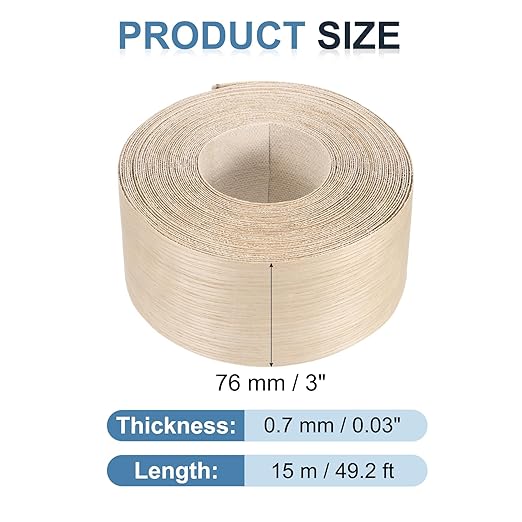 PATIKIL White Oak Edge Banding, 3 in x 49.2 ft Wood Veneer Tape, Pre-glued Flexible