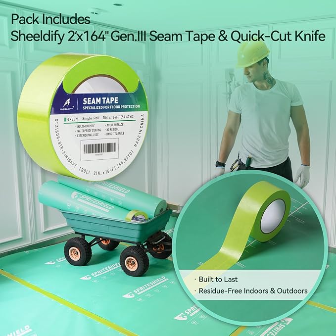 39" x 100' Heavy-Duty Temporary Floor Protection for Construction & Renovation, Green, Surface Protection Film for Hardwood Floors, Tile&Hard Paint Protection. (HD-330G 39" x 100')