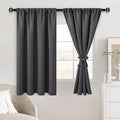JIUZHEN Blackout Curtains for Bedroom - Thermal Insulated Room Darkening Rod Pocket Curtains for Living Room, Set of 2 Panels with Tiebacks, 38 x 54 inches Long, Dark Grey