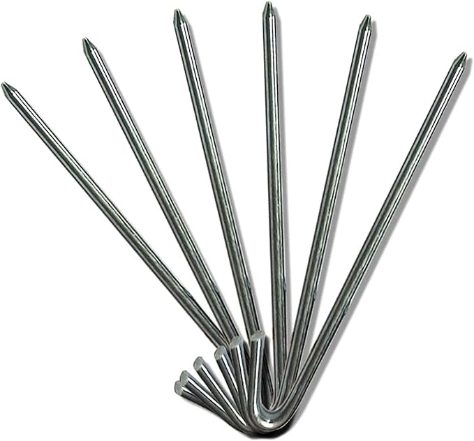 Steel Tent Stakes Heavy Duty Ground Stake, Metal Stakes to Anchor Commercial Inflatables, Outdoor Camping Canopy, Fence, Garden Tent Accessories, 1/2" Diameter x 12" Length, 4 Pack