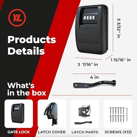 Gate Lock XLB – Secure Keyless Fence Lock and Latch with 2-Way Access – Strong Durable System for Theft Prevention and Home Security, Easy Installation on Wood or Vinyl Gates/Fences