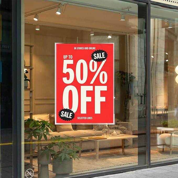 8.5 x 11 Acrylic Sign Holder with 20 Suction Cups, Clear Plastic Window Sign Holder, Wall Mount Advertising Frames for Glass Doors - Perfect for Malls, Offices, Homes, Stores, and Restaurants (4 Pack)