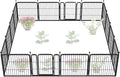 FXW Garden Fence Outdoor for The Yard – 24in(H) x 30.4ft(L) Heavy Duty Metal Animal Barrier for Dog and Rabbit, Decorative Dog Fence, 16 Panels, Black