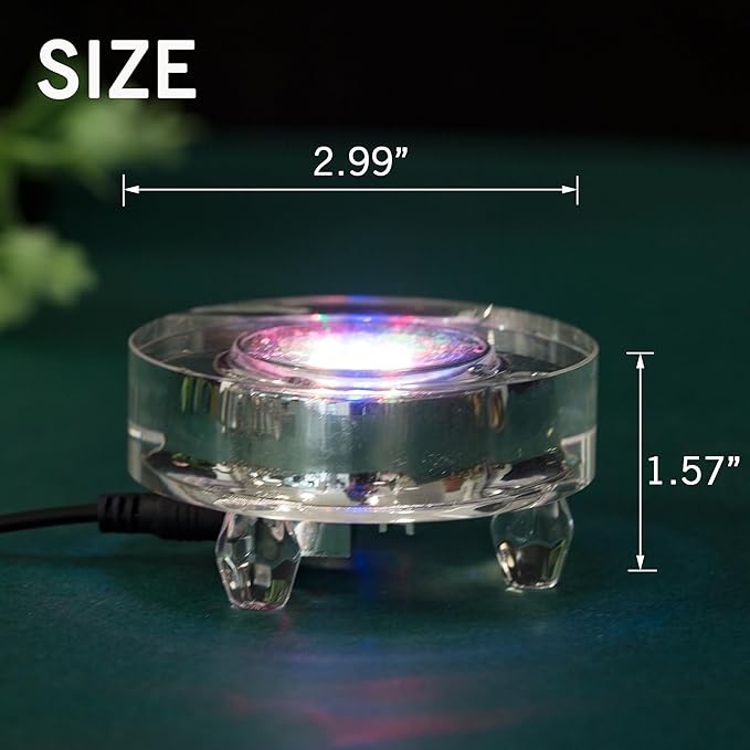 IFOLAINA Crystal LED Light Base Multicolor Changing Pedestal Color Show Stand Lighted Display Plate AC Power for 3D Glass Art Round Light Base