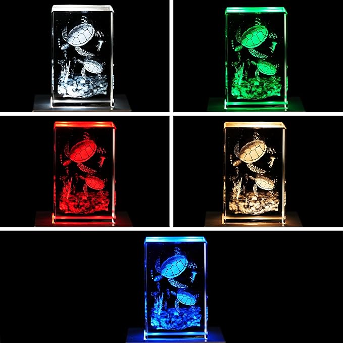 EUSTUMA LED Light Base Square Display Stand In A Variety of Colors,Lighted Up Stand Color Changing LED for 3D Glass Crystal Art,Holiday Party Decoration. (Large black, Large)
