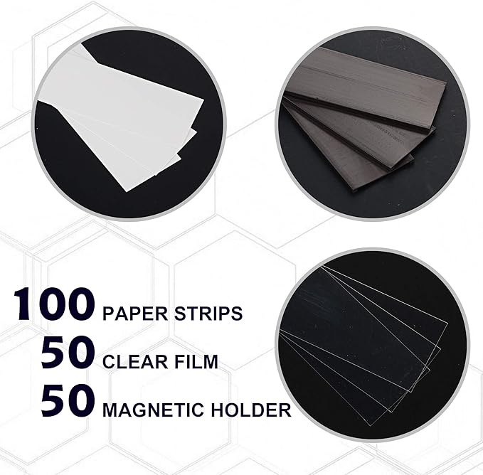 LLPT Magnetic Label Holder 2” x 1” 50 Packs C Channel 300g White Paper Cards Protective Film Strong Removable for Shelf White Board Toolbox Metal Wall Cabinet Drawer(MH2150)