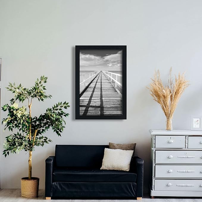 VCK 20x30 Inch Black Poster Frame Wooden with Plexiglass Wall Hanging Picture Frame for Poster Artwork Certificate Included 5 Pack