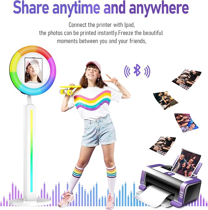 HARZHI Portable Photo Booth Compatible with Ipad 12.9in 10.9in 10.2in,for Ipad Photo Booth Shell Stand Stand Provide Chacktok PhotoBooth Software for Party and Wedding, Flight Case