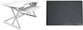 Rocelco 40" Large Height Adjustable Standing Desk Converter with Anti Fatigue Mat BUNDLE - Quick Sit Stand Up Computer Workstation Riser - Retractable Keyboard Tray - White (R DADRW-40-MAFM)