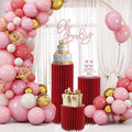 magalo Cylinder Stands for Party 3PCS Foldable Cardboard Columns Round Display Pedestal Stand Cylinder Tables for Wedding Birthday Baby Shower Dessert Cake Decoration-Red