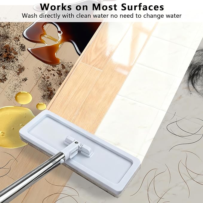 Mop and Bucket Set, Flat Mop and Bucket System with Wringer, Automatic Separates Dirty and Clean Water Include 6 Reusable Microfiber Mops for Floor Cleaning