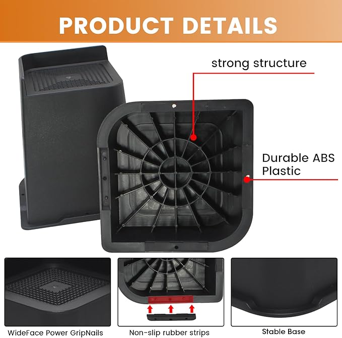 Bed Risers 2 inch, 3 inch, 4 inch, 6 inch or 8 inch Heavy Duty Furniture Risers, Up to 6000 Lbs L Shaped Design Bed Lifts Blocks for Couch Desk Sofa Table (Black, 6 Inch 4 Pack)