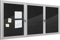 Mifuro 70"x34" Enclosed Bulletin Board, Outdoor Lockable Weather-Resistant Aluminum Cork Noticeboard for School & Office, Silver Frame w/Black Flet