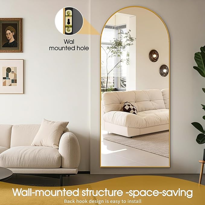 71"x28"Floor Mirror Full Length,Arched Full Length Mirror with Stand,Full Body Mirror,Hanging or Large Leaning for Bedroom Living Room Gold