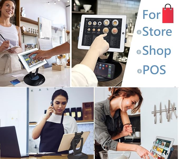 Large Tablet POS Stand, Rotating Commercial Tablet Stand, Swivel Base for Retail Kiosk Register Office Showcase Cashier and Business