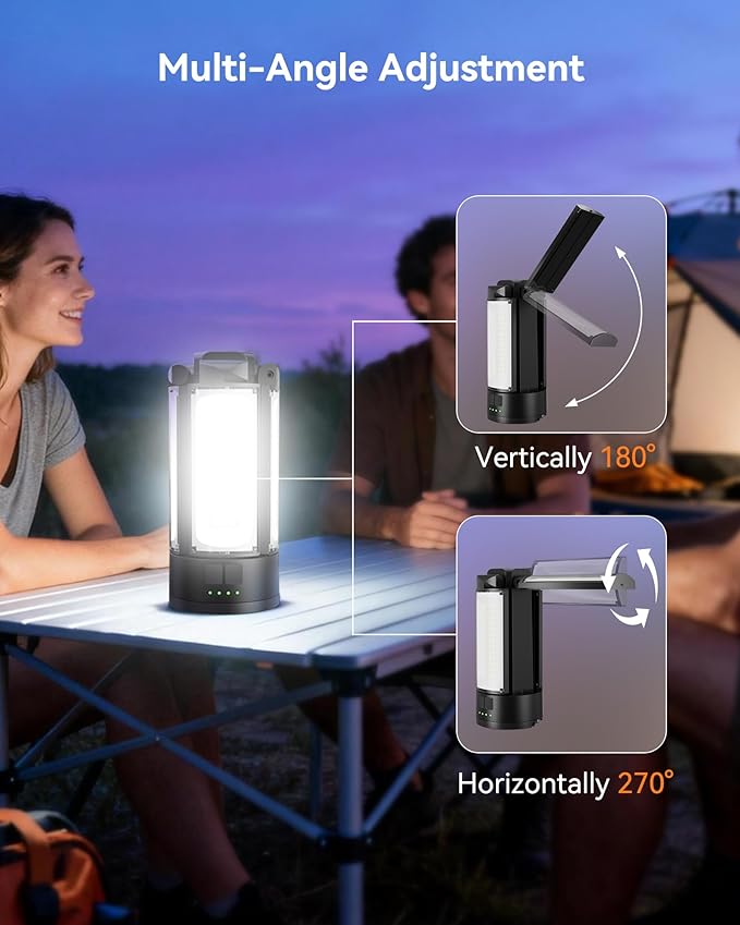 CORESLUX 10400mAh Rechargeable Camping Lights with Stand, 6000K Portable Work Light with 4 LED Lamp Heads, Magnetic Work Light Camping Essentials for Outdoor Work, Garage, Camping, Fishing