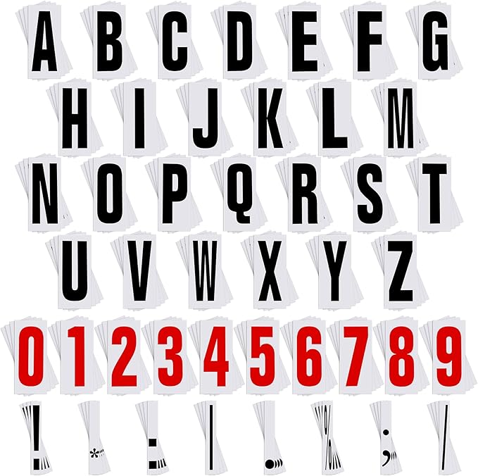 Jecery 400 Pcs Marquee Sign Letters Flexible Plastic Letters on Flexible Panel for Outdoor Black Board Portable Sign Numbers Punctuation for Letter(10 Inch)