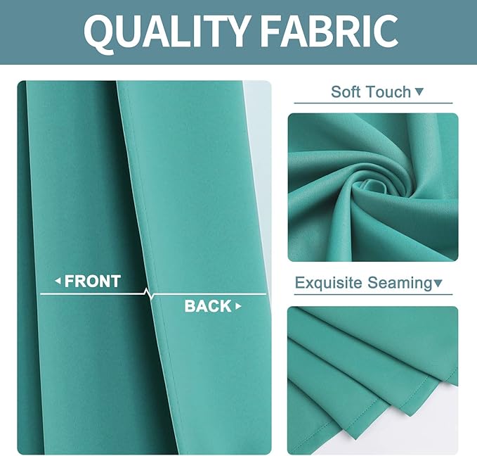 ChrisDowa Grommet Blackout Curtains for Bedroom - Thermal Insulated Room Darkening Curtains for Living Room (1 Panel Set, Teal, 52W x 63L)