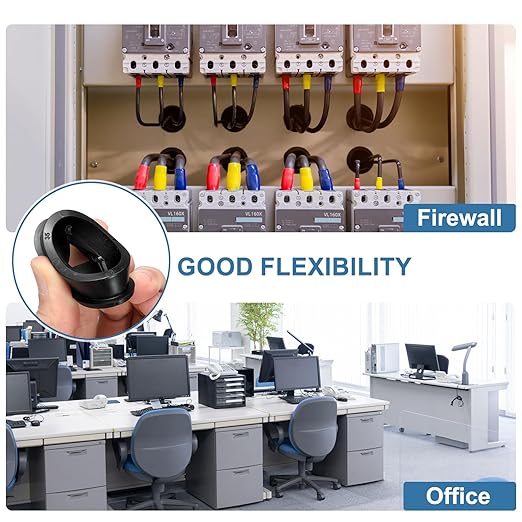 uxcell 4Pcs Cable Cord Grommet, 3/8"(10mm) Rubber Desk Grommets Wire Pass Through Hole Cover with Marked Cable Ties for Home Office Cable Wire Protection, Black