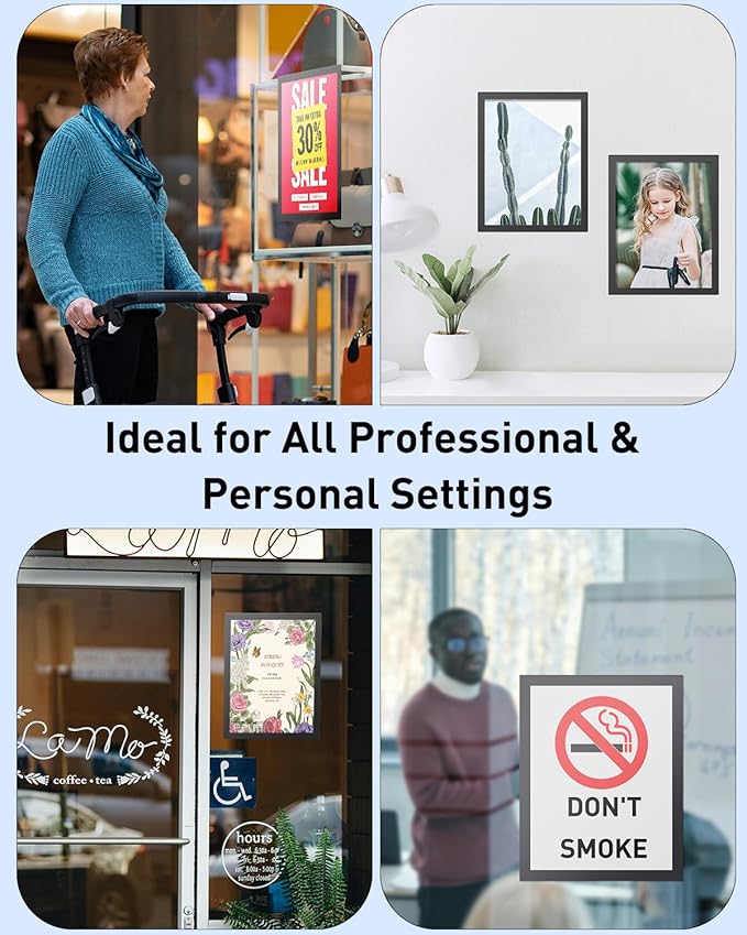 Uniclife 5 Pack Magnetic Sign Holder 8.5" x 11" Self-Adhesive Magnetic Picture Frame Wall Mounted Display Frame for Home Office Store Poster Document Holder for Wall Door Glass Window Refrigerator