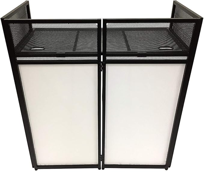 DJ Event Facade White/Black Scrim Metal Frame Booth + 20" x 40" Flat Table Top Includes Both White and Black Panels + Carrying Cases!
