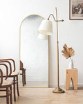 TinyTimes Arched Full Length Mirror, 58"x18" Floor Mirror with Stand, Large Full Body Mirrors, Arch Wall Mirror, Big Full Size Mirrors for Bedroom, Aluminum Frame, Gold