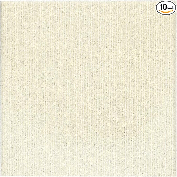 Carpet Tiles Peel and Stick, Self Adhesive Carpet Floor Tile 24" x 24", Off White Soft Padded Flooring Sticker, Home Decor for Bedroom Living Room Office, 10 Tiles per Box