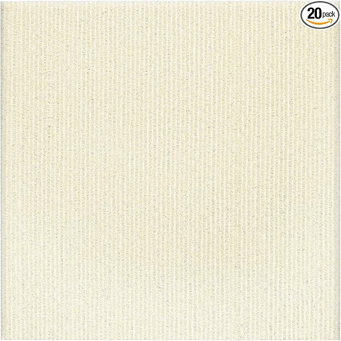 Carpet Tiles Peel and Stick, Self Adhesive Carpet Floor Tile 24" x 24", Off White Soft Padded Flooring Sticker, Home Decor for Bedroom Living Room Office, 20 Tiles per Box