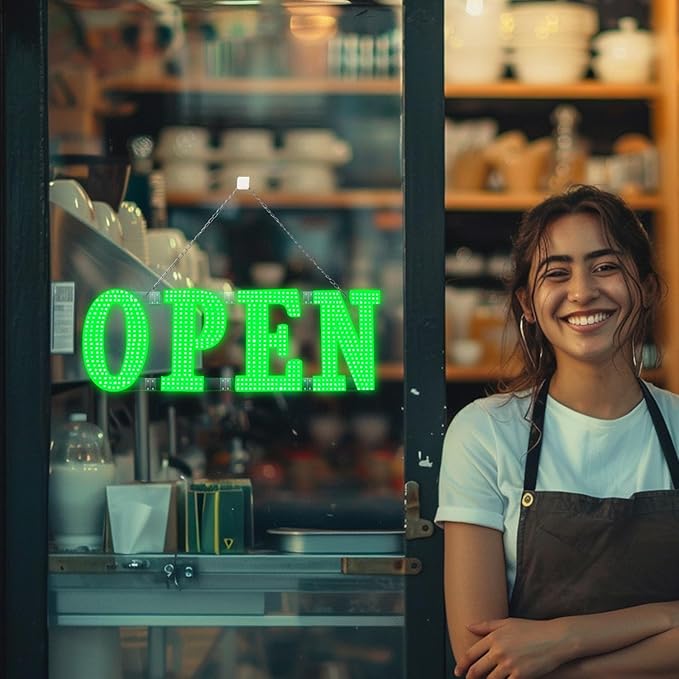 41"x15" Large LED Open Signs for Business Super Bright Unique Design Open Sign with Hanging Installation for Window Stores Bar Hotel Retail Shops Salon Restaurant Office Green