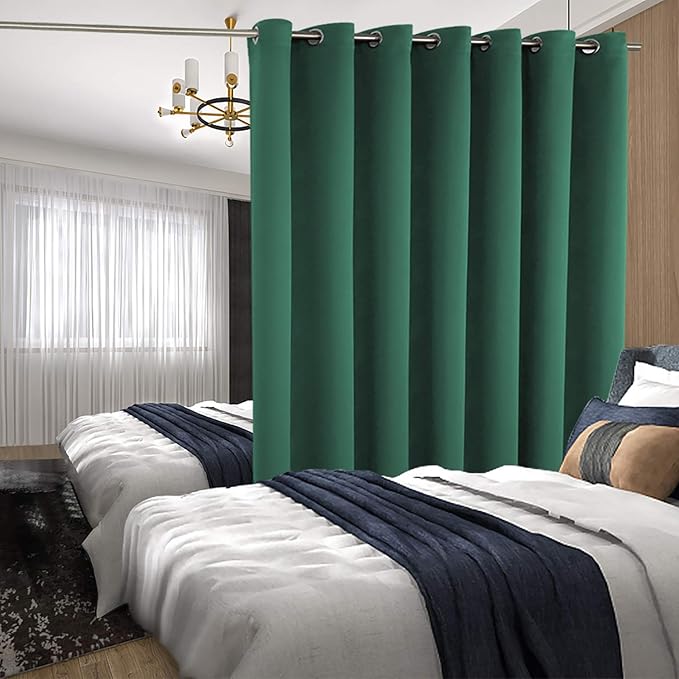BGment Christmas Green Sliding Door Curtain 120 Inch Long - Wide Room Darkening Room Divider Curtain for Bedroom Privacy Themral Insulated Grommet Room Separator Curtain, 1 Panel, 100 X 120
