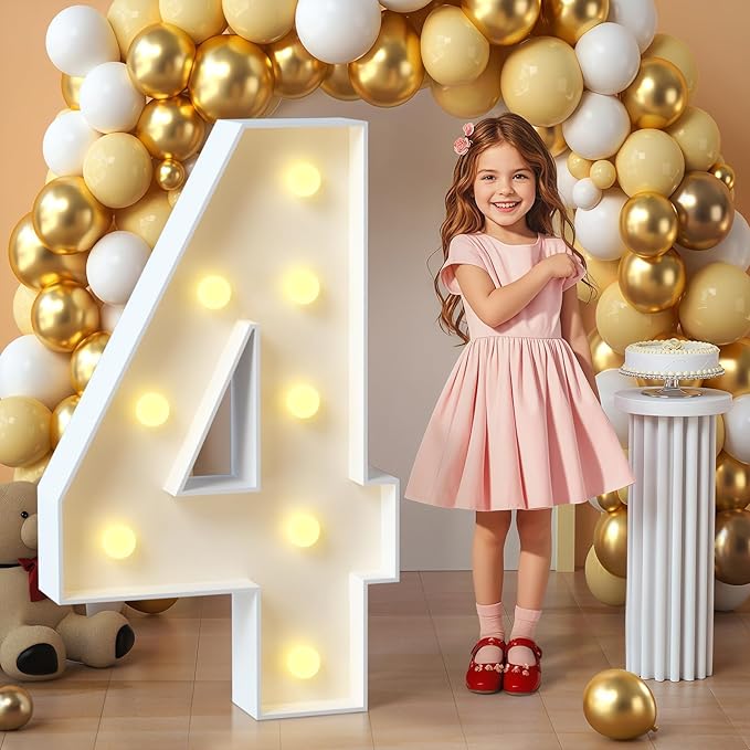 imprsv Marquee Light Up Numbers, Mosaic 3FT Marquee Numbers for 40th Birthday Decorations Anniversary Party Decor, Large 4 for Party Decorations (Need to Assemble)
