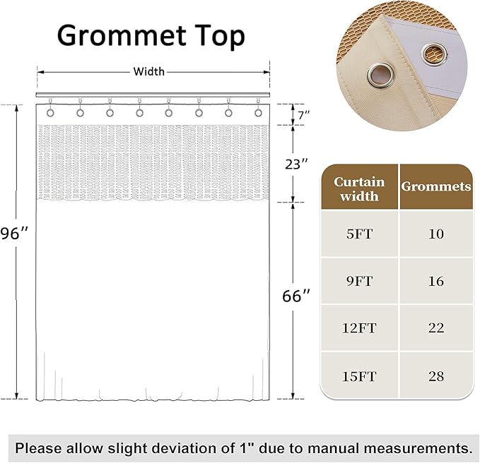 12ft Wide x 8ft Tall Hospital Curtains with Grommet for Hospital Medical Clinic SPA Lab Curtain Room Divider Privacy Screen (Beige, 1 Panel)