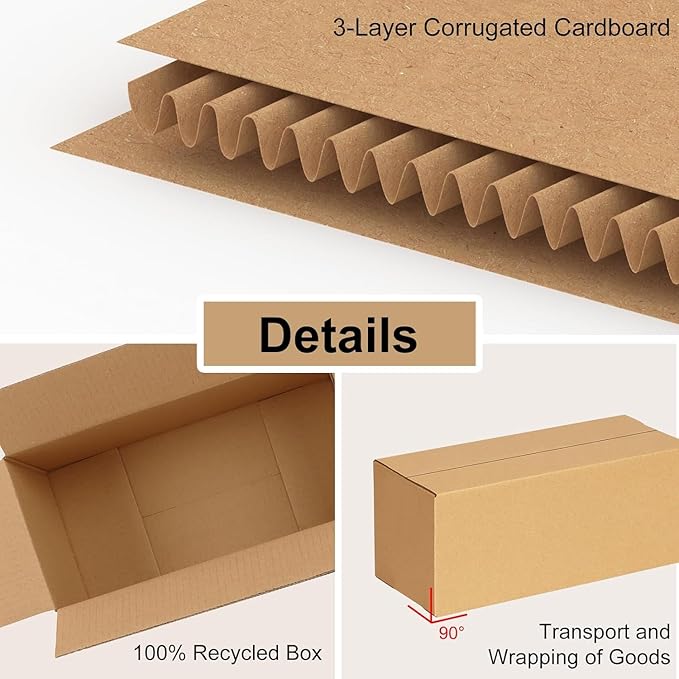 EdenseeLake 40 Pack 12x4x3 inches Shipping Boxes Small Cardboard Boxes for Packing, Moving, Mailing, Brown