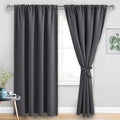 JIUZHEN Blackout Curtains for Bedroom - 70 x 84 Inch Extra Wide Privacy Assured Thermal Insulated Room Darkening Room Divider Curtain Cover for Living Room, Set of 2 Panels with Tiebacks, Dark Grey