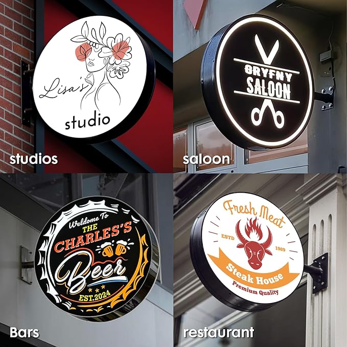 Custom Round Light Box Sign - Double Sided Illuminated Advertising Board for Shop, Bar, Cafe, Tea Salon Decor, or Billboard with Printed Logo (12" to 28")