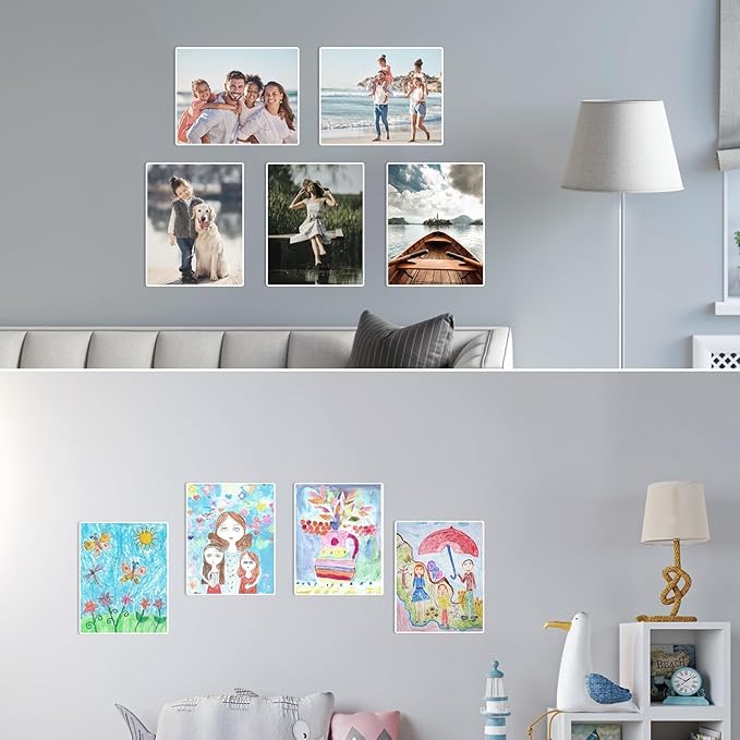 EHWINE 6 Pack 8.5 x 11 Wall Mount Acrylic Sign Holder, Wall Signs Photo Menu Flyer Display Holders, Plastic Clear Acrylic Wall Frames for Office Home Hotel Business Store (with Adhesive Tape)