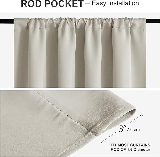 PONY DANCE Cream Blackout Curtains 80 inches Long 2 Panels Set for Bedroom, Thermal Insulating Privacy Curtains & Drapes for Doorway Temporary Door Alternative Accordion Door, W 42 x L 80