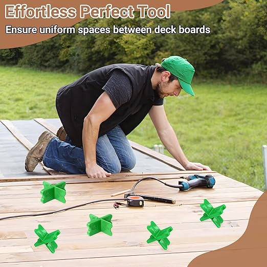 8 Pcs Deck Spacer Tool, Green Deck Board Spacers with 4 Thicknesses 1/16", 1/8", 3/16", 1/4", Deck Spacers Jig Clamp for Pressure Treated Composite Decking Boards