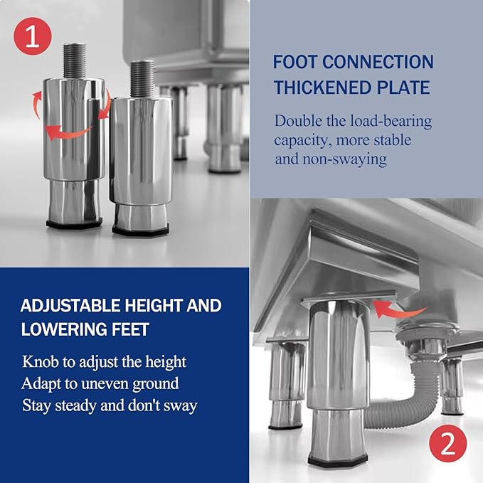 Commercial Floor Mop Sink - Stainless Steel Mop Service Basin, Floor Mount, 17.7'16.1'21.6'