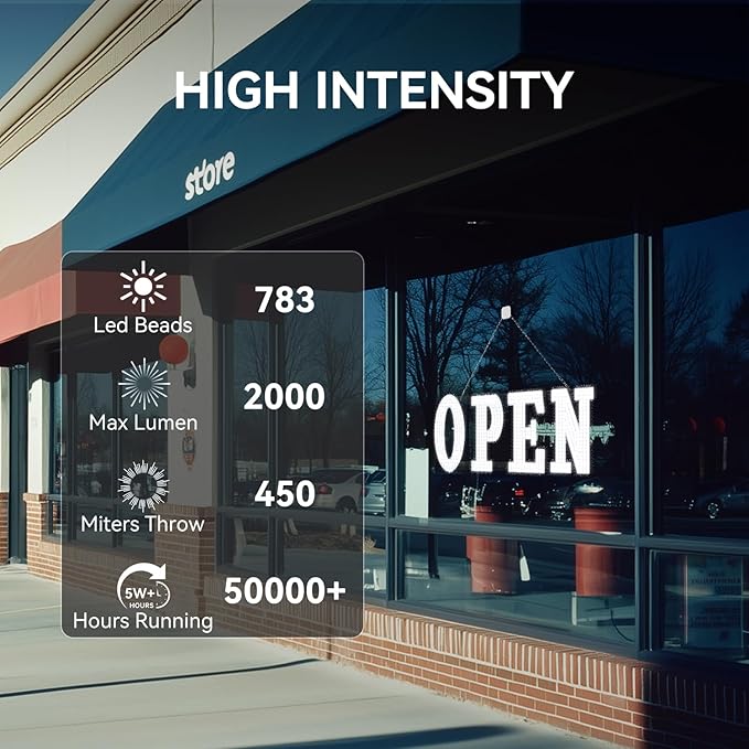 40" x 14" Large LED Open Sign with Remote Control High Bright Visibility Business Signs 14 Mode Electric Display Sign Suitable for Shop, Bar, Hotel, Retail and Restaurant
