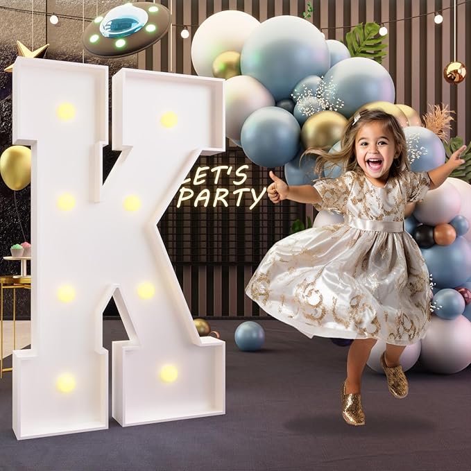imprsv Marquee Light Up Letters, 3FT Marquee Letters for Birthday Baby Shower Wedding Decorations Light Up Letters for Engagement Party Decor, Large Marquee Letters for Party Decorations, Letter K