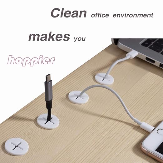 8 Pack Cable Cord Grommet 3/4 Inch Flexible Wire Rubber Grommets for Desk and Other Furniture Wall Hole Cover Cable Management Wire Organizer Cable Pass Through, White Color