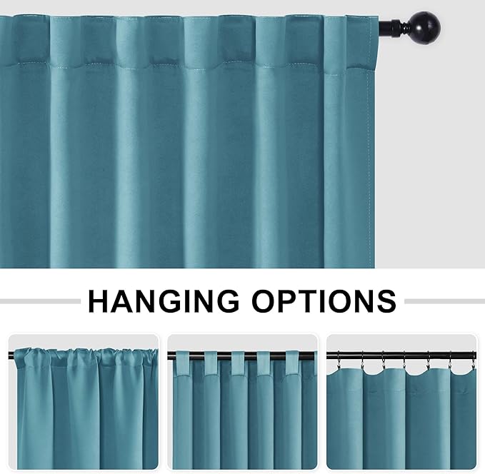 Hiasan Room Divider Curtains Patio Sliding Door Blackout Curtain Privacy Room Thermal Insulated Noise Reduction Panel with Back Tab & Rod Pocket for Bedroom Partition(80 x 84 Inches, Turquoise)