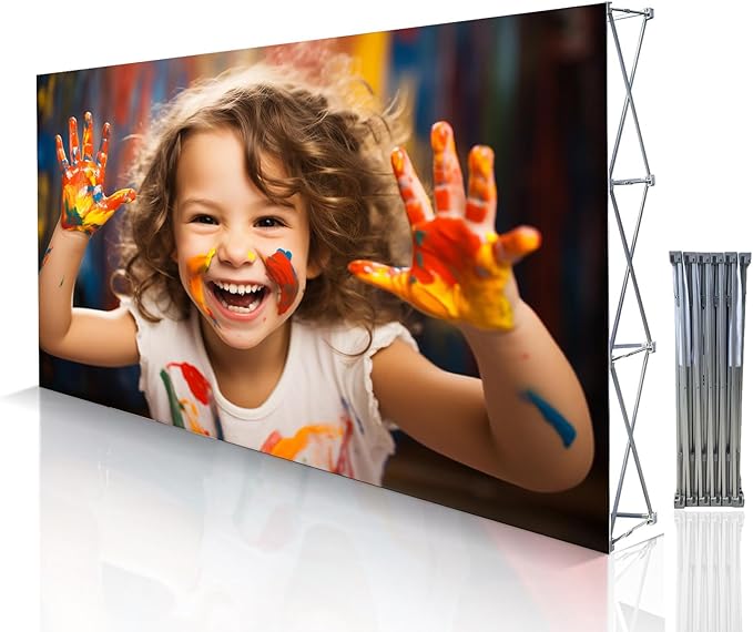 Customize Pop Up Banner with Stand for Tradeshow Backdrop,Tradeshow Dispaly,Step and Repeat Tension Fabric Backdrop for Trade Show Booth and Photography(7.5x7.5FT)